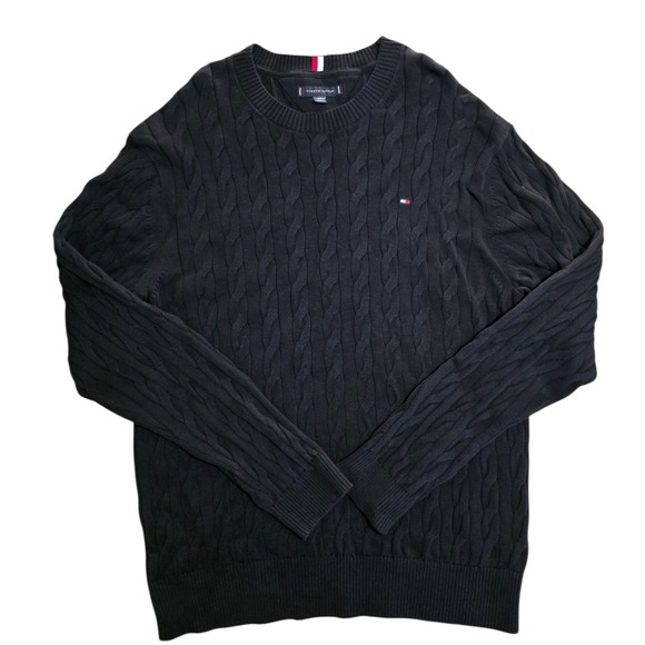 Tommy Hilfiger Other - Tommy Hilfiger Mens XXL Black Cable Knit Cotton Crew Neck Sweater